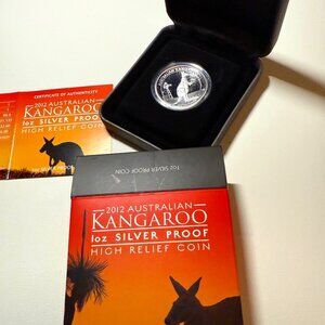 2012-P Australia Silver $1 Kangaroo High Relief NGC PF70 UCam, OGP